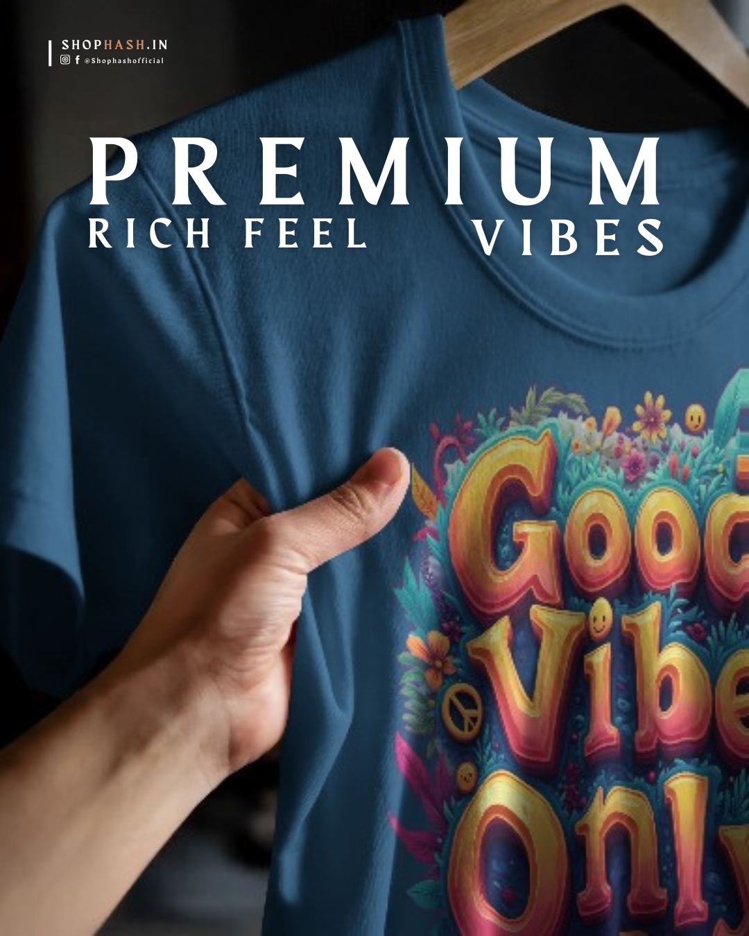Men's Good Vibes Only Oversized T-Shirt – Graphic Tee for Positive Energy | ShopHash Streetwear