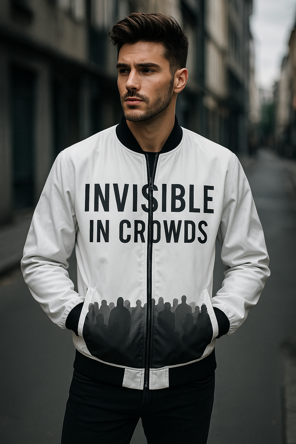Men's Invisible In Crowds Bomber Jacket – Minimalist Streetwear by ShopHash