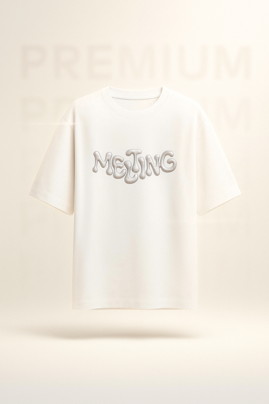 Streetwear Oversized T-Shirt with Puff Grey Print – “Melting” | Gen-Z Style | ShopHash