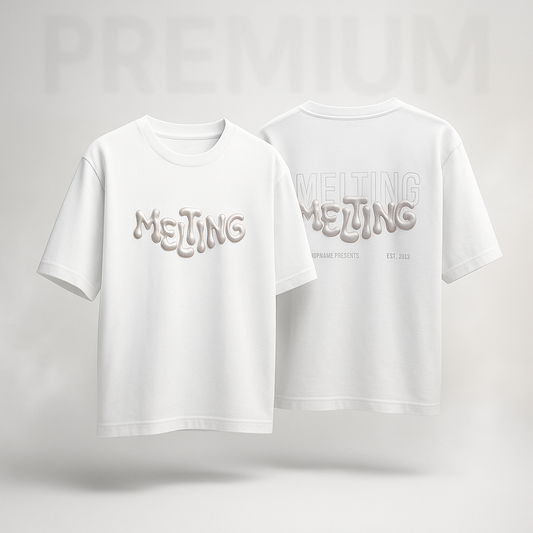 Streetwear Oversized T-Shirt with Puff Grey Print – “Melting” | Gen-Z Style | ShopHash