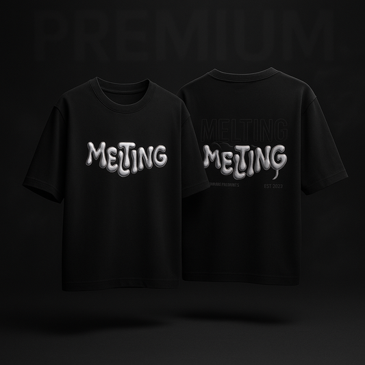 Streetwear Oversized T-Shirt with Puff Grey Print – “Melting” | Gen-Z Style | ShopHash