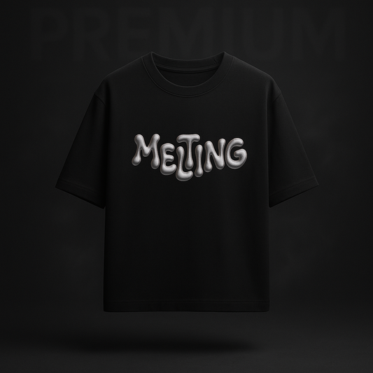 Streetwear Oversized T-Shirt with Puff Grey Print – “Melting” | Gen-Z Style | ShopHash