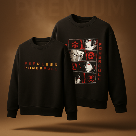 Fearless Powerful Anime Print Sweatshirt for Men & Women – Winter Cotton Fleece | ShopHash