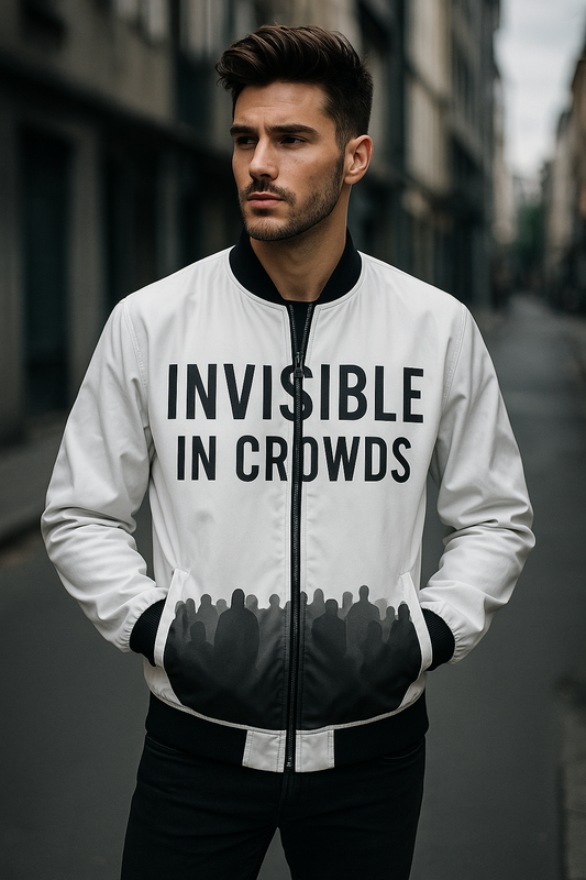 Men's Invisible In Crowds Bomber Jacket – Minimalist Streetwear by ShopHash
